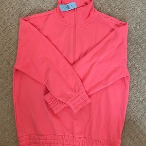NWT Lou & Grey 3/4 zip pull over neon pink